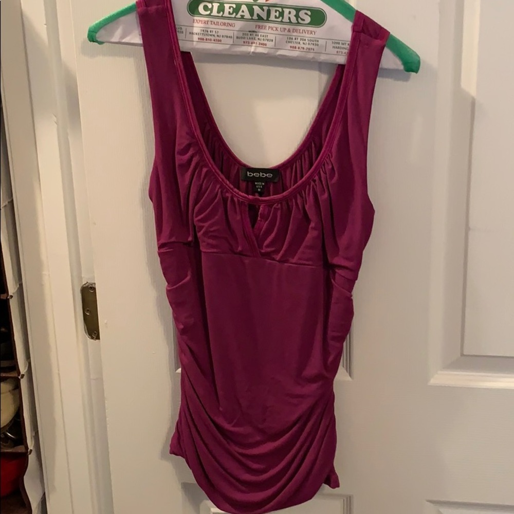Bebe Ruched Scoop-Neck/Back Top - Size Medium